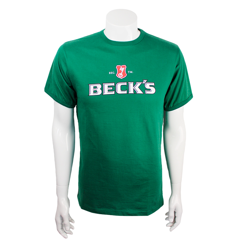 grünes T-Shirt mit Becks Logo