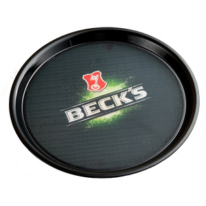 schwarzes Tablett mit Becks Logo